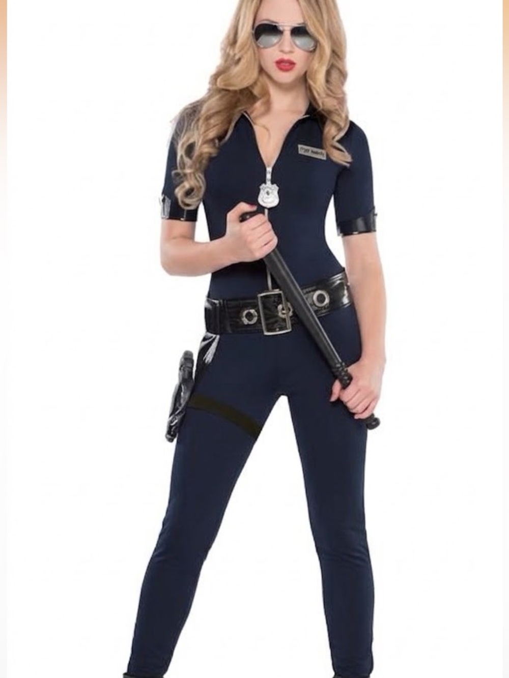 Stop Traffic sexy cop one piece jumpsuit Halloween costume with accessories
